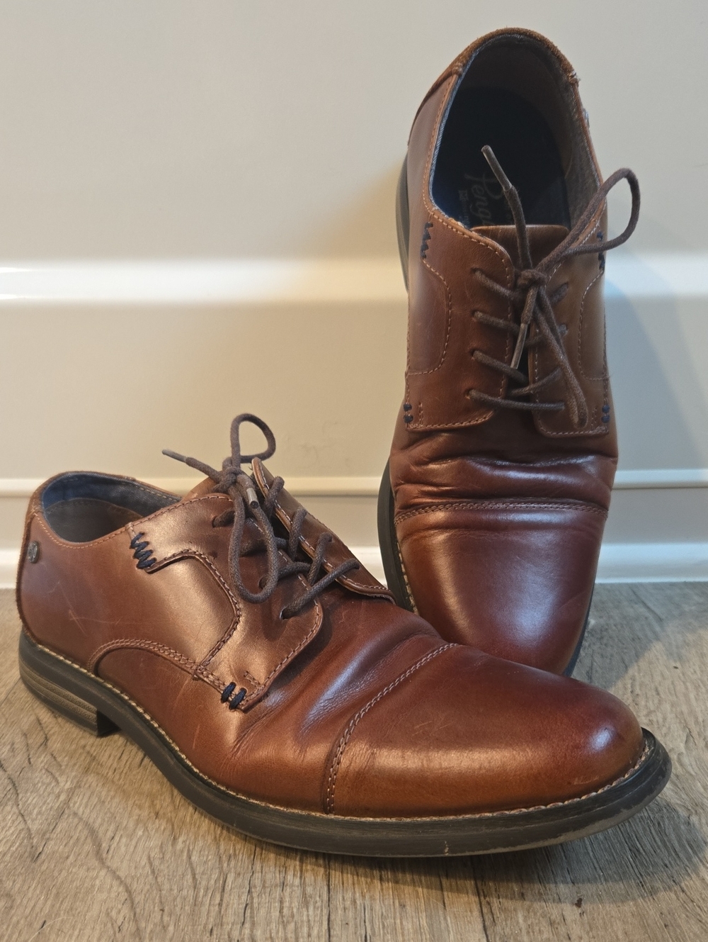 Original Penguin Men's Brown Leather Lace-Up Oxfords